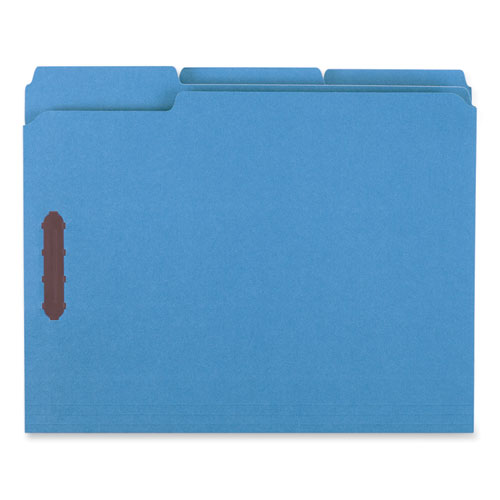 Deluxe Reinforced Top Tab Fastener Folders, 0.75" Expansion, 2 Fasteners, Letter Size, Blue Exterior, 50/Box-(UNV13521)