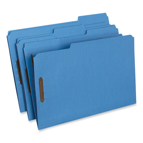 Deluxe Reinforced Top Tab Fastener Folders, 0.75" Expansion, 2 Fasteners, Legal Size, Blue Exterior, 50/Box-(UNV13525)