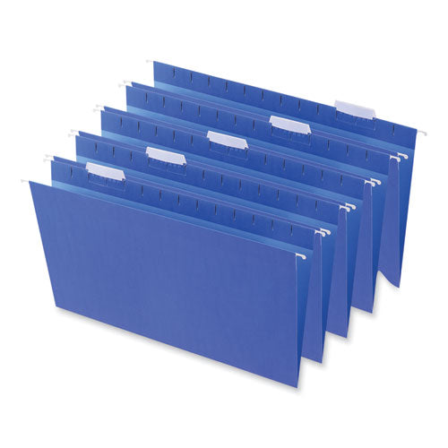 Deluxe Bright Color Hanging File Folders, Legal Size, 1/5-Cut Tabs, Blue, 25/Box-(UNV14216)
