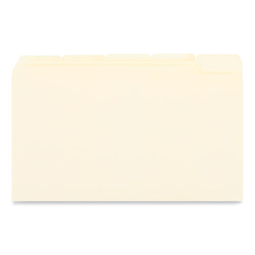 Top Tab File Folders, 1/5-Cut Tabs: Assorted, Legal Size, 0.75" Expansion, Manila, 100/Box-(UNV15115)