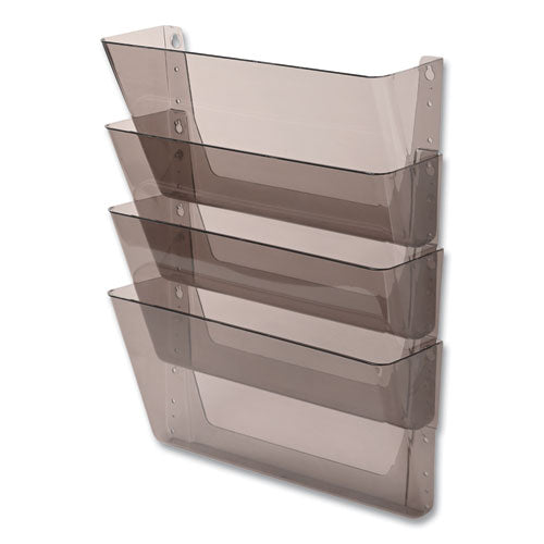 DocuPocket Stackable Four-Pocket Wall File, 4 Sections, Letter Size, 13" x 4", Smoke-(DEF73402)