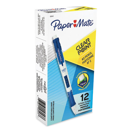Clear Point Mechanical Pencil, 0.7 mm, HB (#2.5), Black Lead, Blue Barrel-(PAP56043)