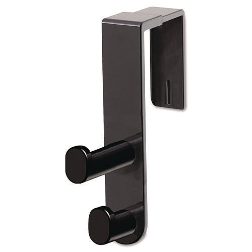 Plastic Coat Hook, 2-Hook, 1.75 x 6.5 x 7.75, Black-(SAF4225BL)