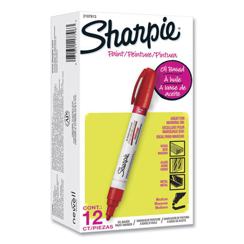 Permanent Paint Marker, Medium Bullet Tip, Red, Dozen-(SAN2107613)