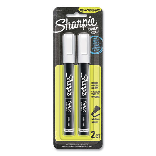 Wet-Erase Chalk Marker, Medium Bullet Tip, White, 2/Pack-(SAN2103010)