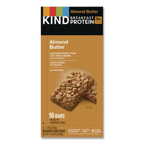 Breakfast Protein Bars, Almond Butter, 50 g Box, 8/Pack-(KND25953)