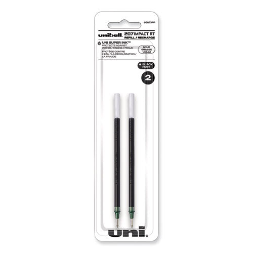 Refill for Gel 207 IMPACT RT Roller Ball Pens, Bold Conical Tip, Black Ink, 2/Pack-(UBC65873PP)