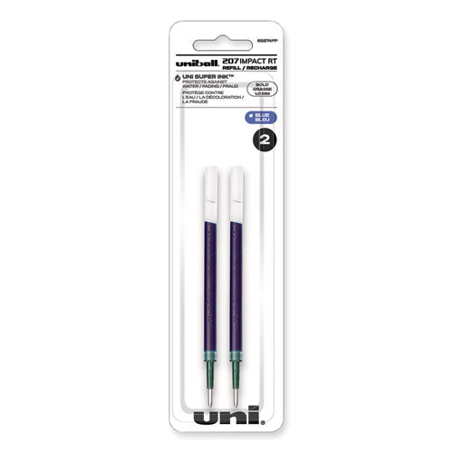 Refill for Gel 207 IMPACT RT Roller Ball Pens, Bold Conical Tip, Blue Ink, 2/Pack-(UBC65874PP)