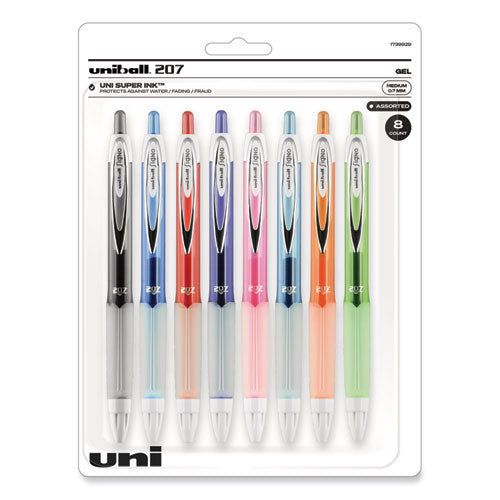Signo 207 Gel Pen, Retractable, Medium 0.7 mm, Assorted Ink and Barrel Colors, 8/Pack-(UBC1739929)