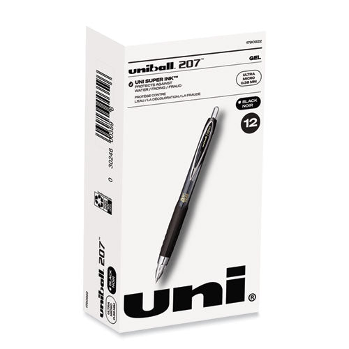 207 Signo Gel Ultra Micro Gel Pen, Retractable, Extra-Fine 0.38 mm, Black Ink, Smoke Barrel-(UBC1790922)
