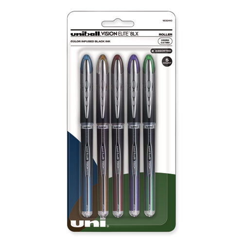 VISION ELITE BLX Series Roller Ball Pen, Stick, Micro 0.5 mm, Assorted Ink and Barrel Colors, 5/Pack-(UBC1832410)