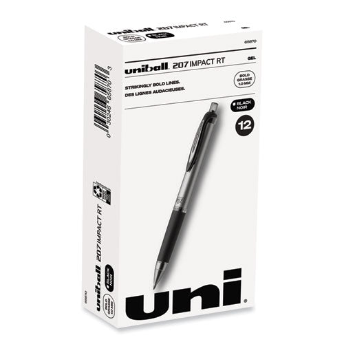 207 Impact Gel Pen, Retractable, Bold 1 mm, Black Ink, Black Barrel-(UBC65870)