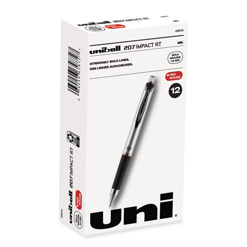 207 Impact Gel Pen, Retractable, Bold 1 mm, Red Ink, Black/Red Barrel-(UBC65872)