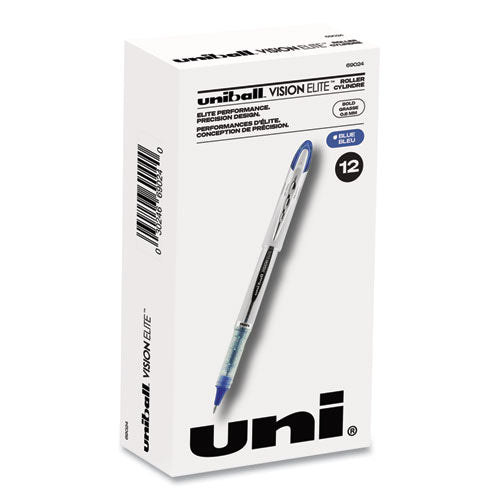 VISION ELITE Roller Ball Pen, Stick, Bold 0.8 mm, Blue Ink, White/Blue Barrel-(UBC69024)