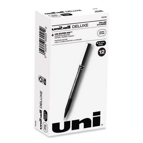 Deluxe Roller Ball Pen, Stick, Micro 0.5 mm, Black Ink, Metallic Gray Barrel, Dozen-(UBC60025)