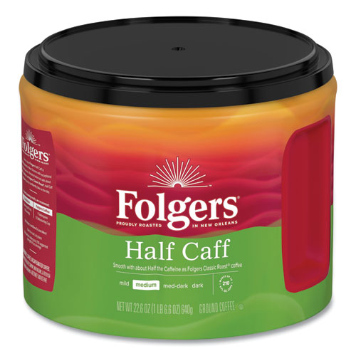 Coffee, Half Caff, 22.6 oz Canister, 6/Carton-(FOL20527CT)