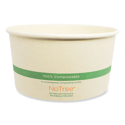 No Tree Wide Paper Bowls, 32 oz, 5.9" Diameter x 3.1"h, Natural, Sugarcane, 300/Carton-(WORBONT32W)