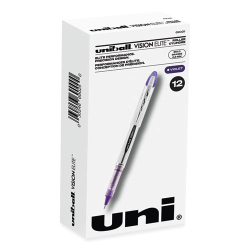 VISION ELITE Roller Ball Pen, Stick, Bold 0.8 mm, Purple Ink, White/Purple Barrel-(UBC69025)