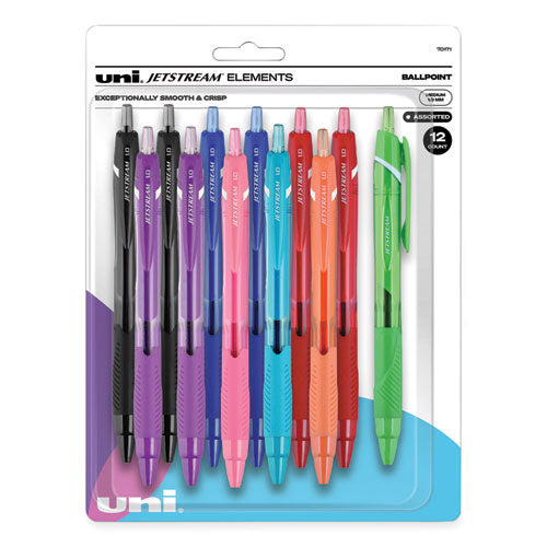 Jetstream Elements Ballpoint Pen, Retractable, Medium 1 mm, Assorted Ink and Barrel Colors, 12/Pack-(UBC70171)