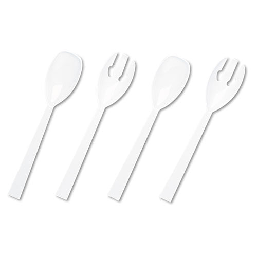Table Set Plastic Serving Forks and Spoons, White, 24 Forks, 24 Spoons per Pack-(TBLW95PK4)