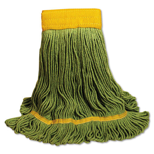EcoMop Looped-End Mop Head, Recycled Fibers, Large Size, Green-(BWK1200LEA)